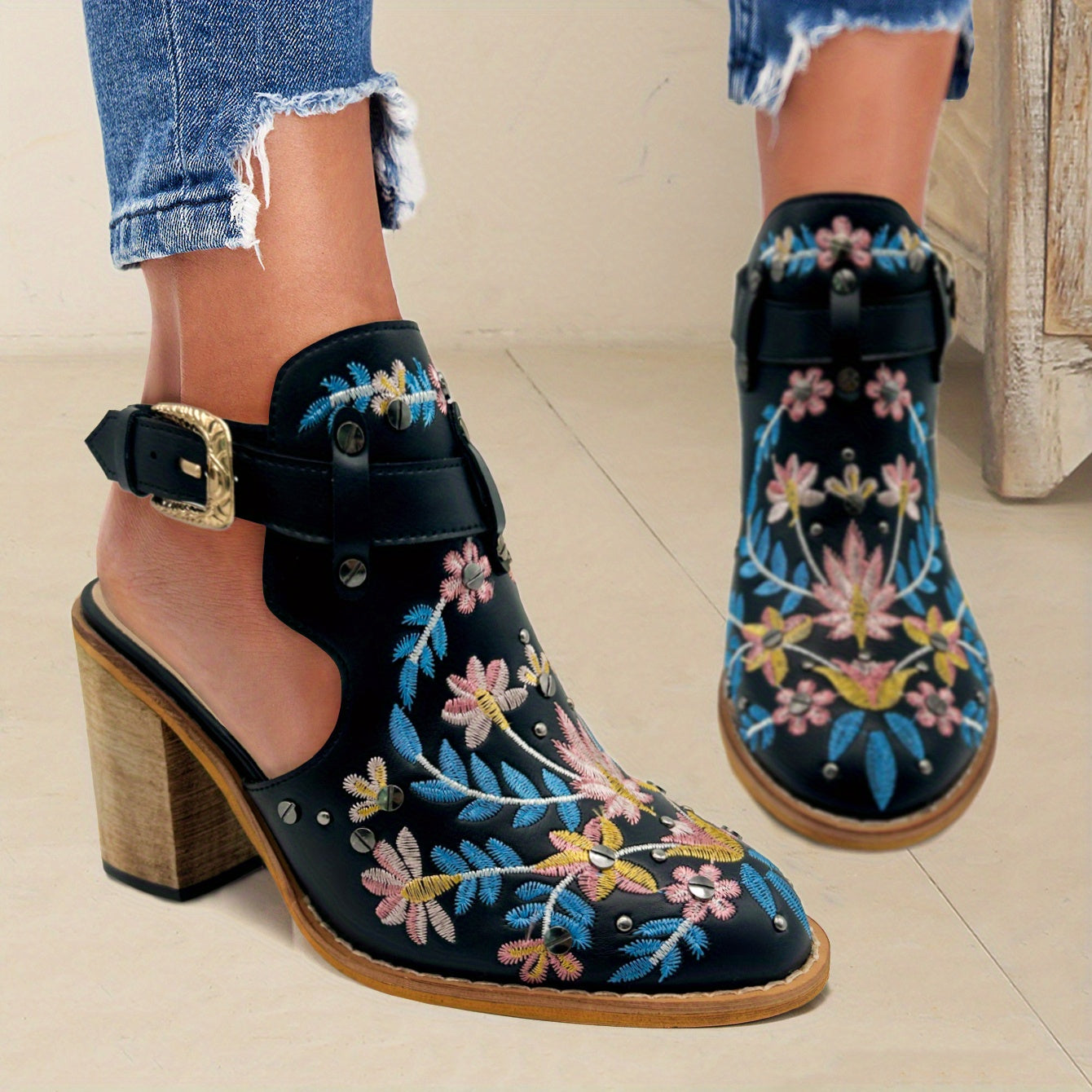 Rosine | Vintage Floral Ankle Boots