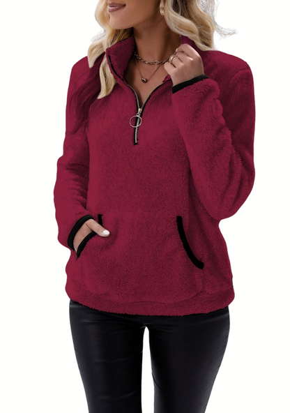 Rosely | Half Zip Borg Fleece Sweatshirt