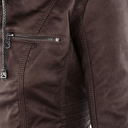 Odessa | Waterproof Leather Jacket with Hood