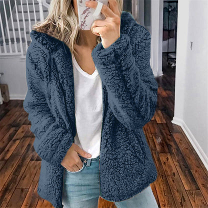 Raina | Winter Lamb Wool Plush Hooded Jacket