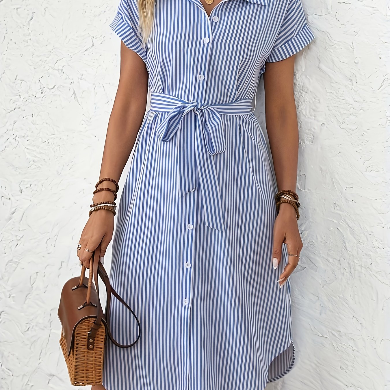 Delphine | Elegant Striped Dress