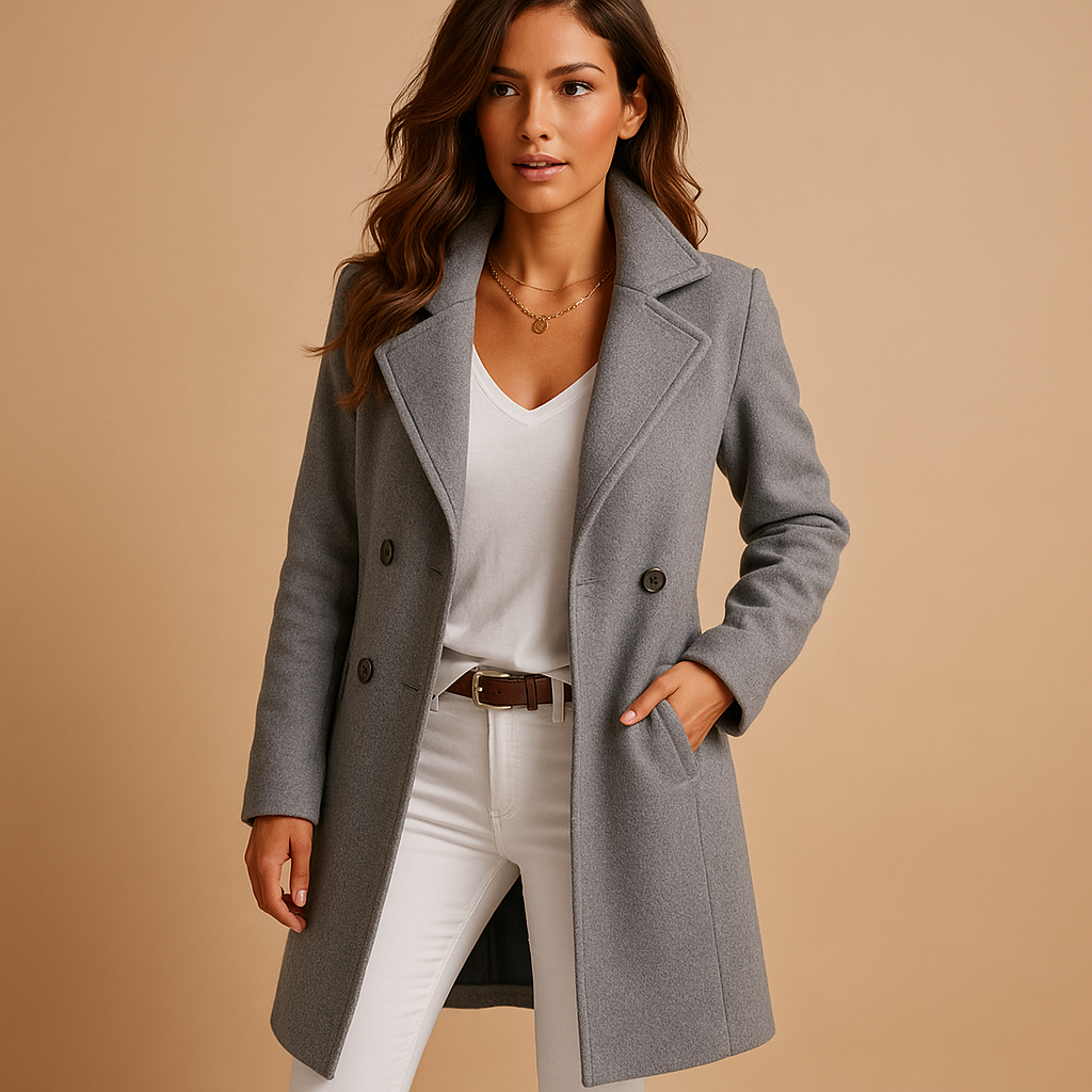 Lucie | Elegant Long Coat with Buttons
